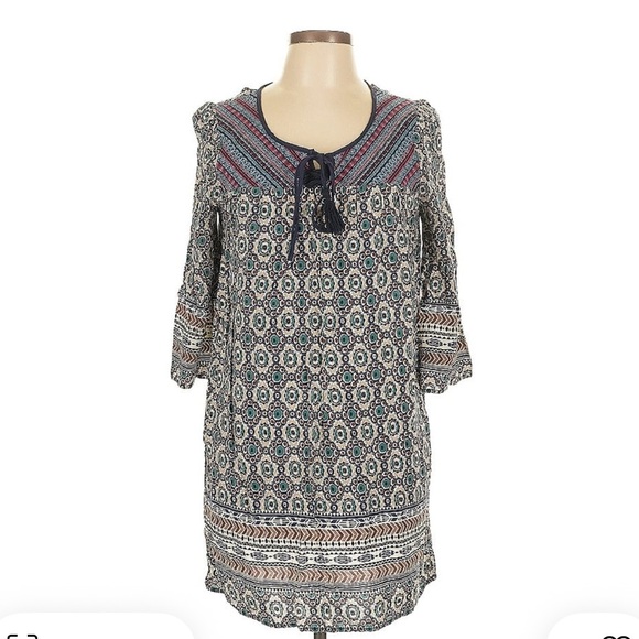 Flying Tomato Geometric Dress with Red and Blue Accents - Picture 1 of 4